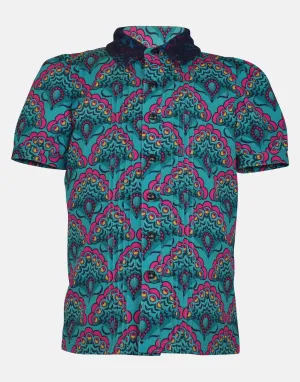 Evangeline : Emerald print blouse