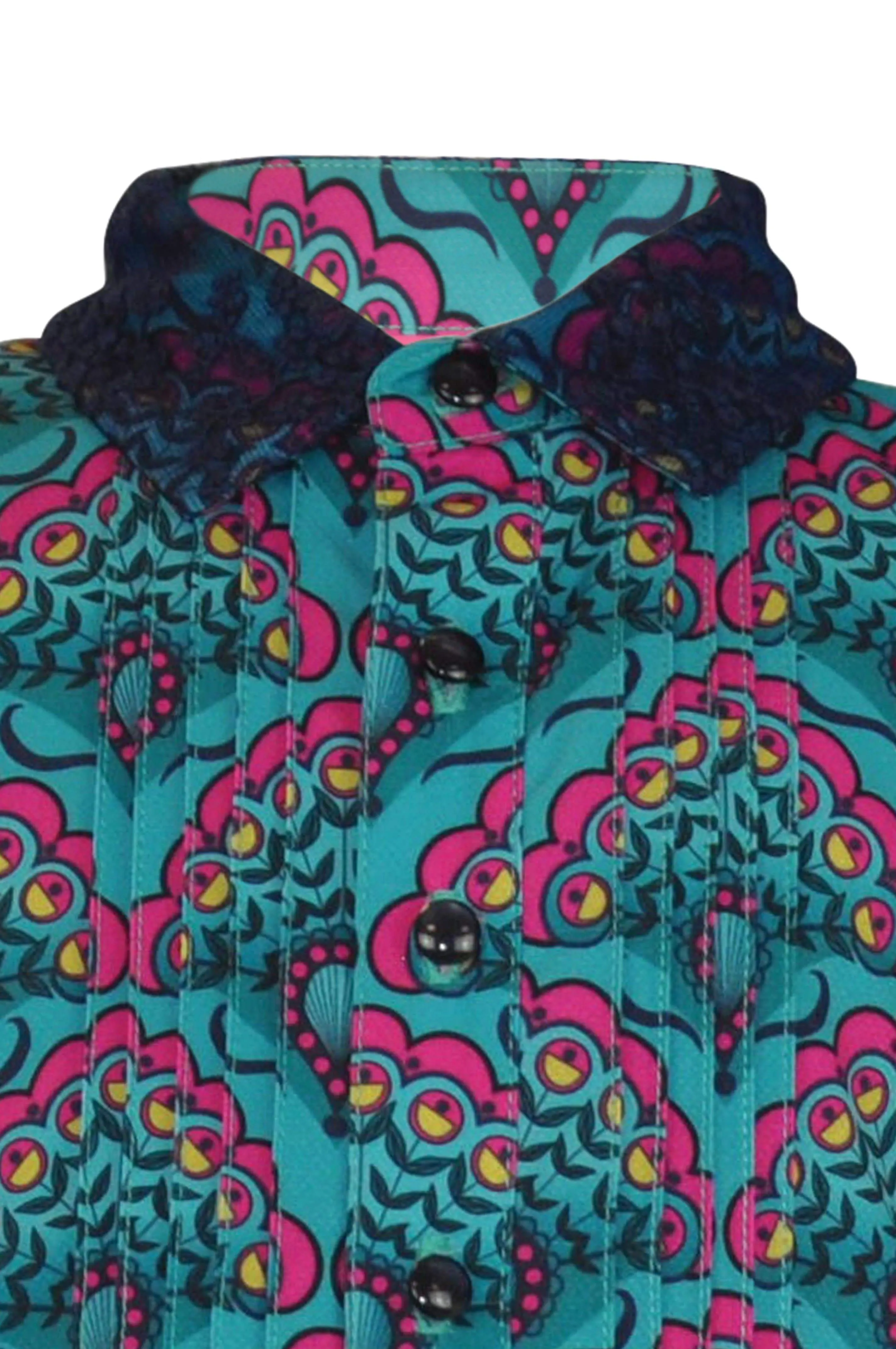 Evangeline : Emerald print blouse