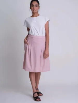 Eve Cotton Knee Length Skirt | Rust Stripe