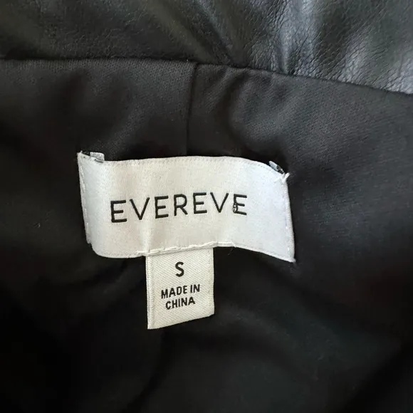 Evereve High Line Faux Vegan Leather Black Blazer Jacket Size Small