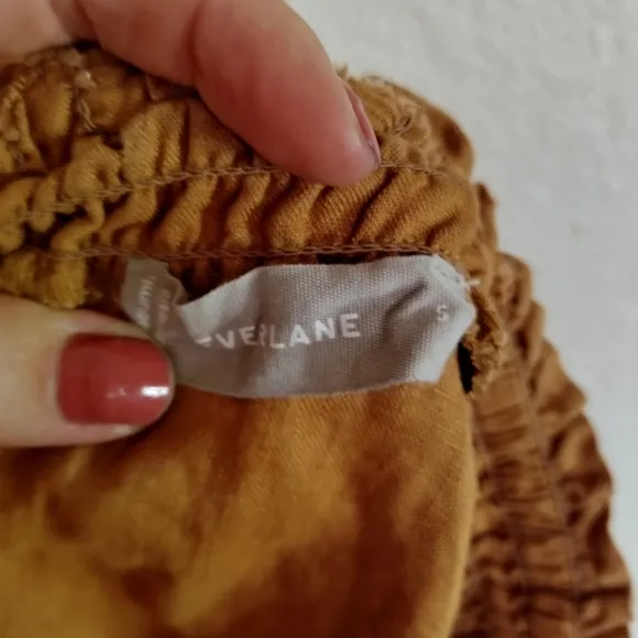 Everlane linen pull on pocket knee length skirt sz S