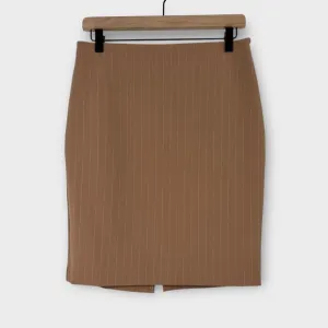 Express Editor Women’s Size 6 Small Tan Brown Pinstripe Career Pencil Skirt New