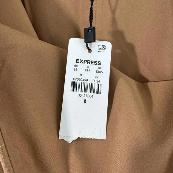 Express Editor Women’s Size 6 Small Tan Brown Pinstripe Career Pencil Skirt New