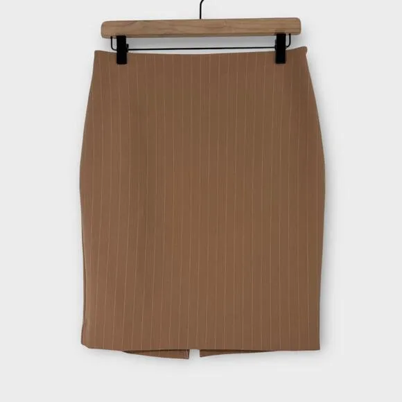 Express Editor Women’s Size 6 Small Tan Brown Pinstripe Career Pencil Skirt New