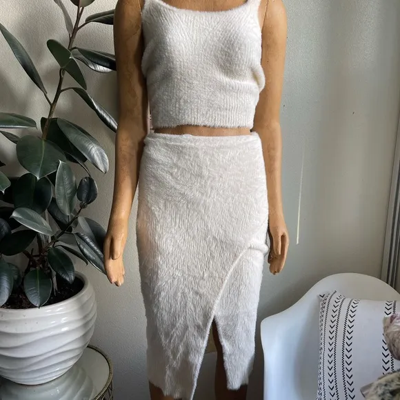 Express NWT Fuzzy Fur Sweater Pencil Skirt with matching top