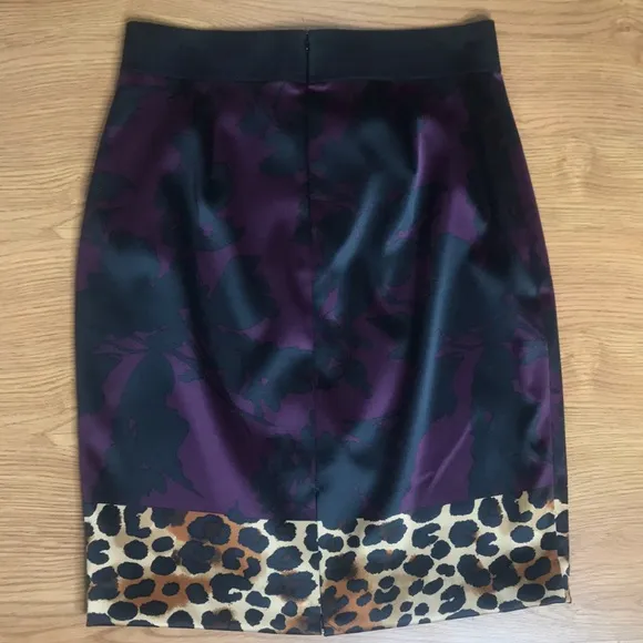 Express Purple Black and Leopard Skirt size 4 New