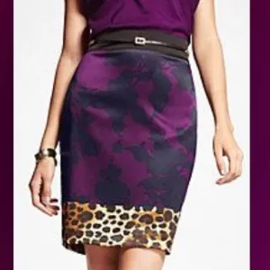 Express Purple Black and Leopard Skirt size 4 New