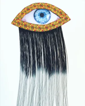 Eye Appliqué Embroidered Trim and Black Ombre Fringe