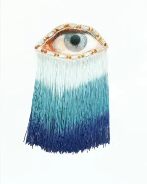 Eye Appliqué with Blue Ombre Fringe