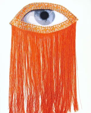 Eye Appliqué with Orange Fringe