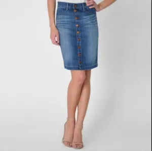 Fidelity Denim Dark Vintage Button Front Pencil Jean Skirt Size 0 24 XS