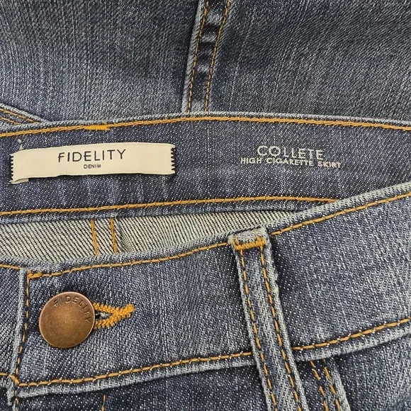 Fidelity Denim Dark Vintage Button Front Pencil Jean Skirt Size 0 24 XS