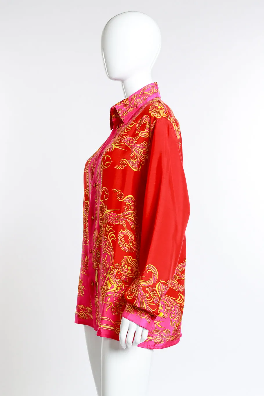 Filigree Greek Key Print Blouse