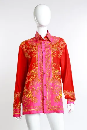 Filigree Greek Key Print Blouse