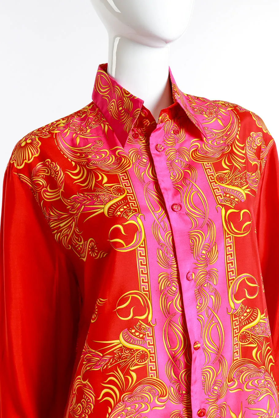 Filigree Greek Key Print Blouse