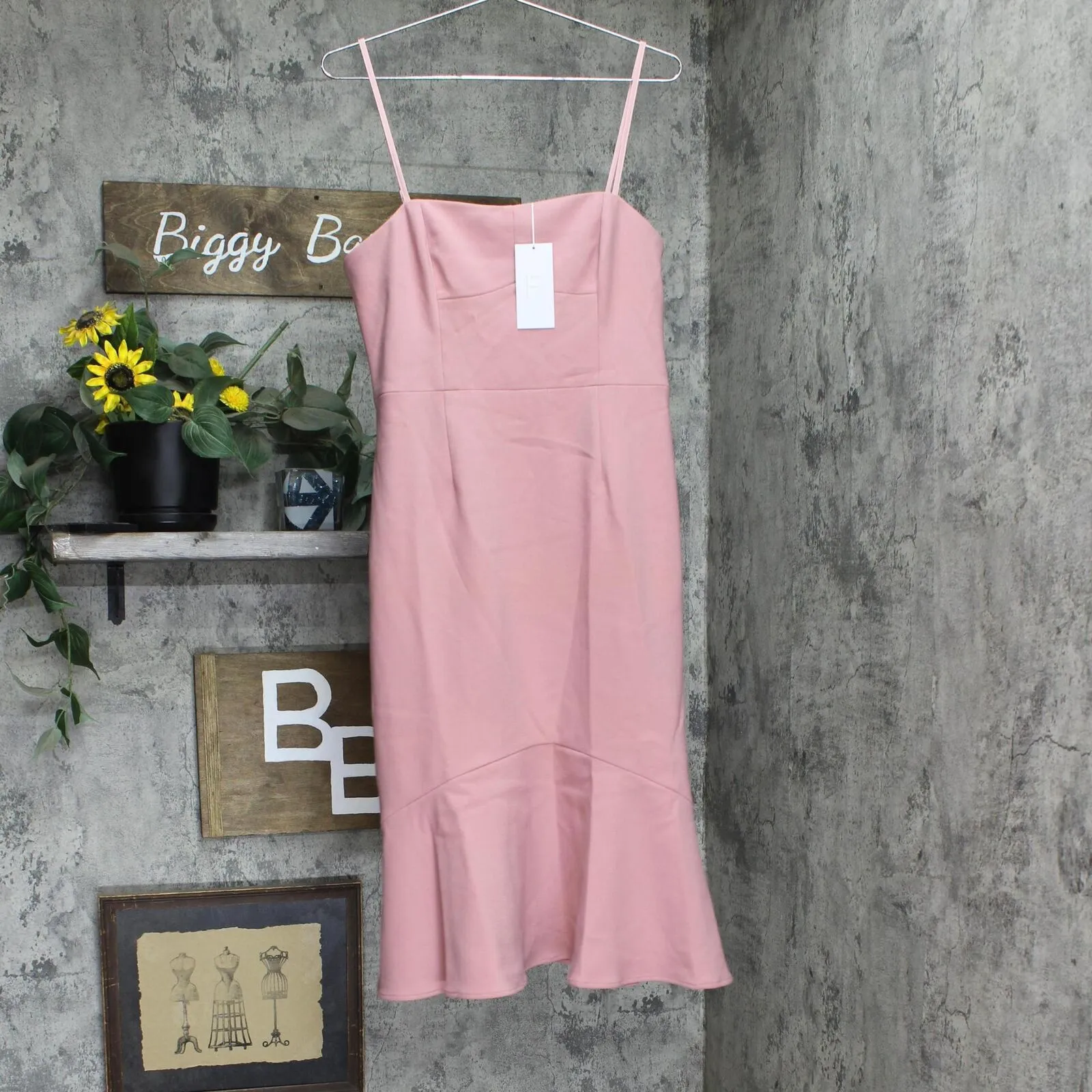 Finders Womens Continuum Flare Stretch Crepe Midi Sheath Dress Pink Dust Large