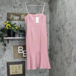 Finders Womens Continuum Flare Stretch Crepe Midi Sheath Dress Pink Dust Large