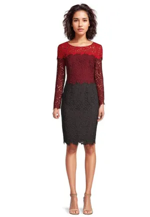 FOCUS by Shani - Long-Sleeve Ombré Lace Sheath Dress