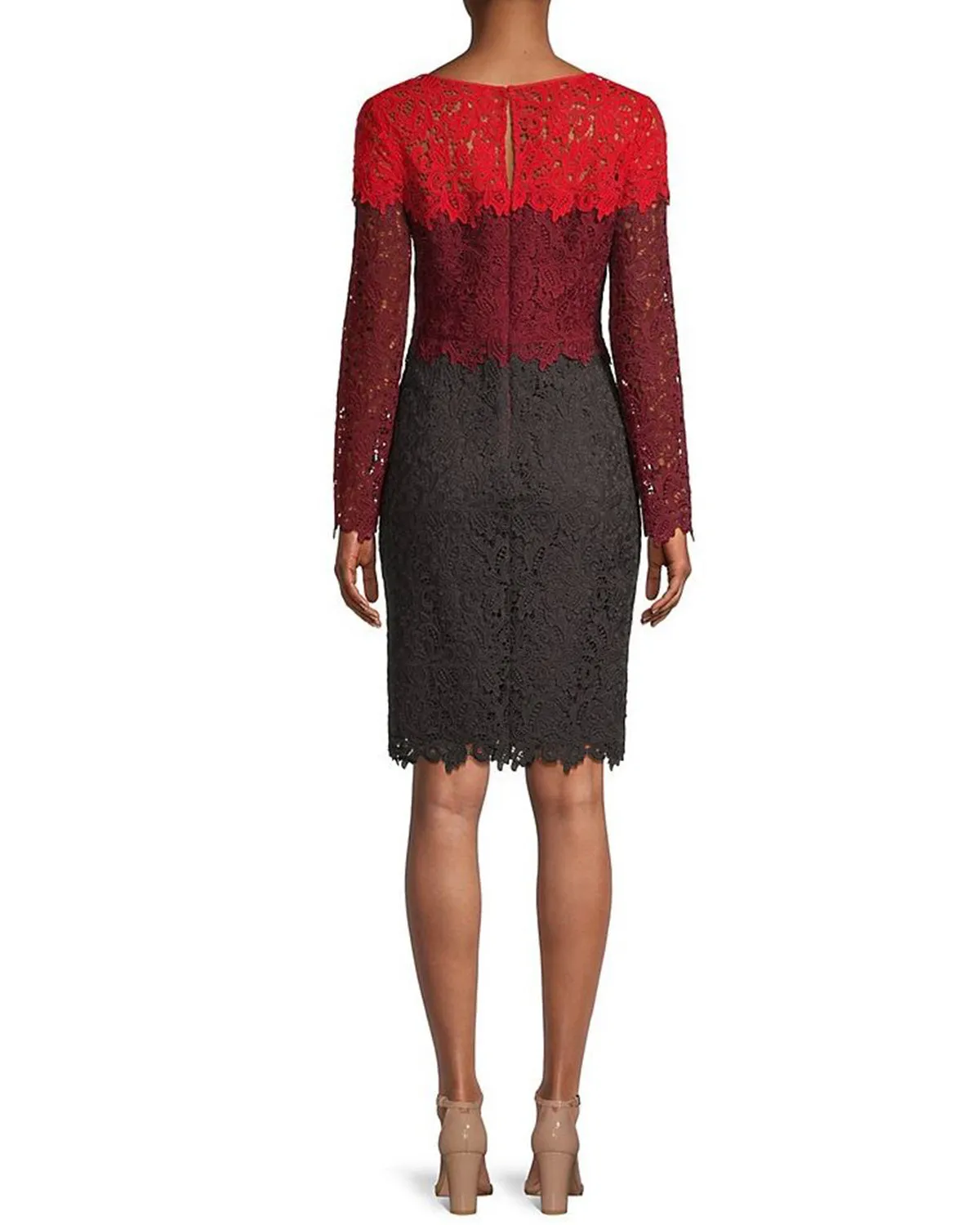 FOCUS by Shani - Long-Sleeve Ombré Lace Sheath Dress