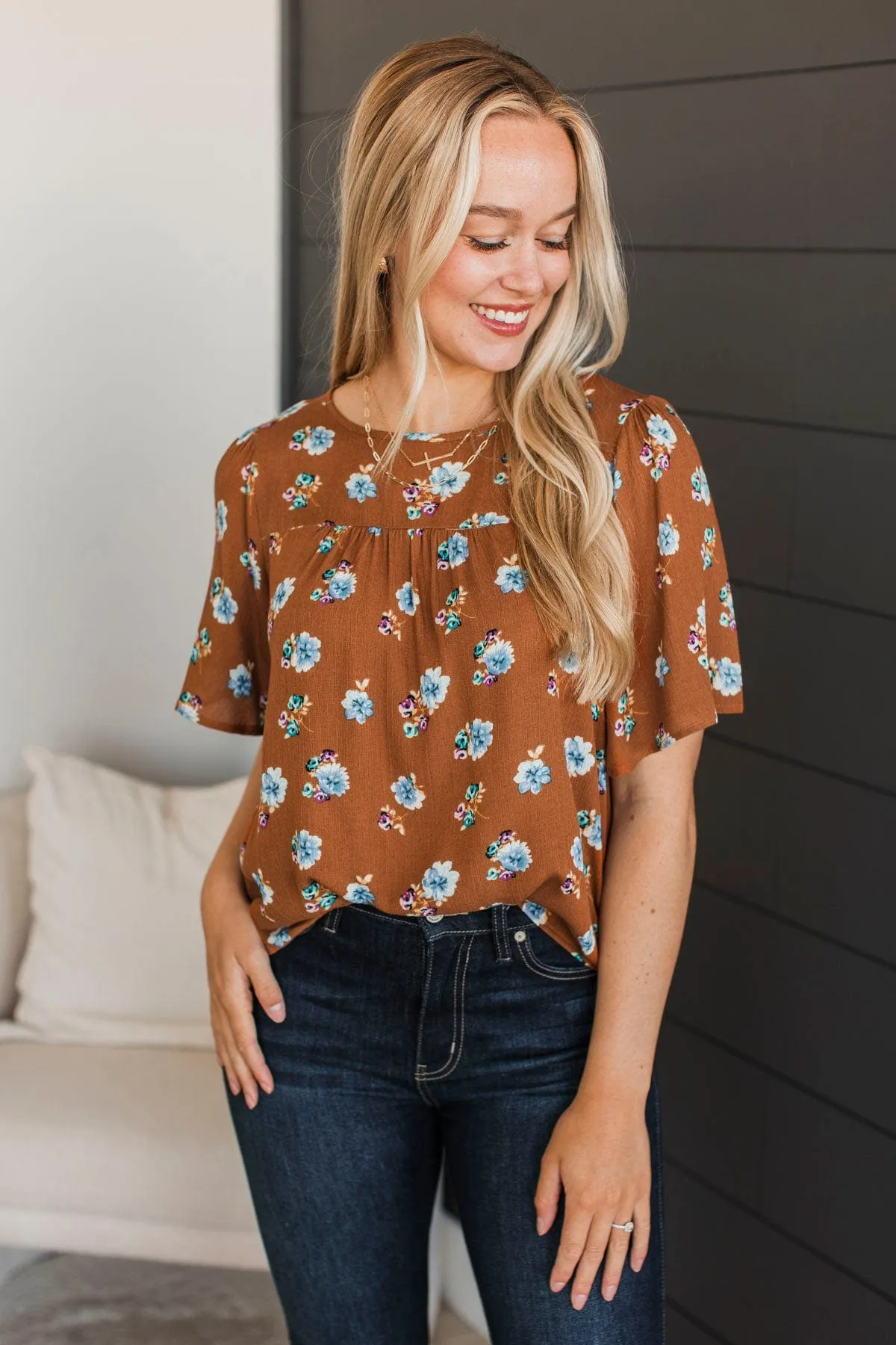 Forever Special Floral Blouse- Rust