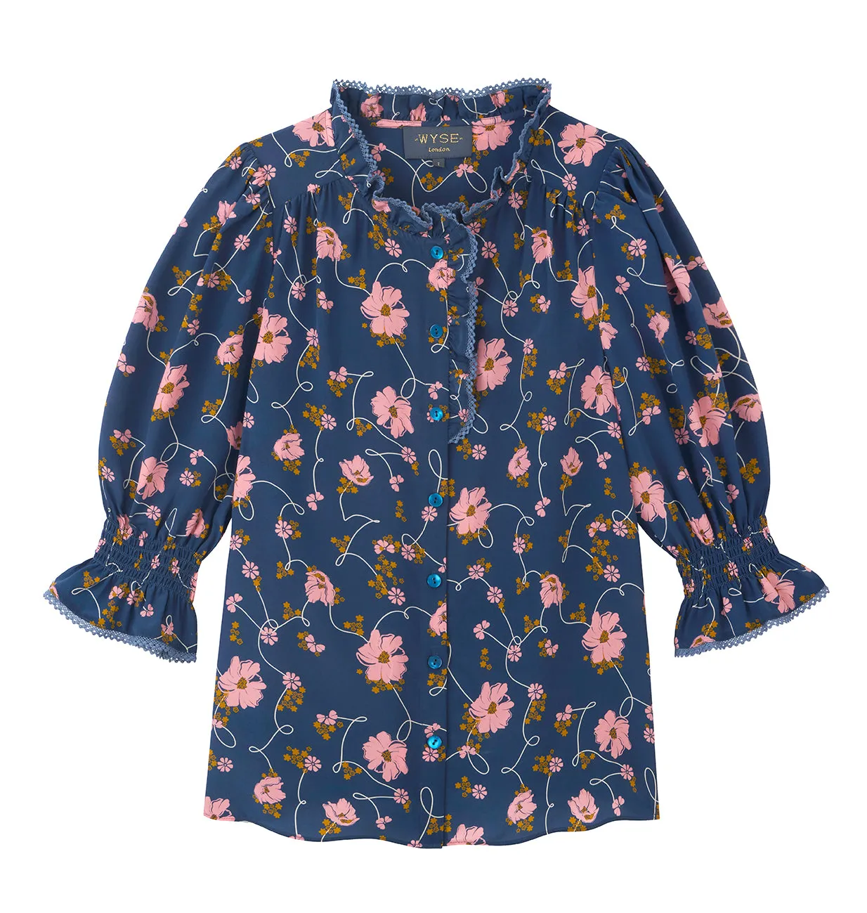 Francine Silk Blouse - Navy Floral