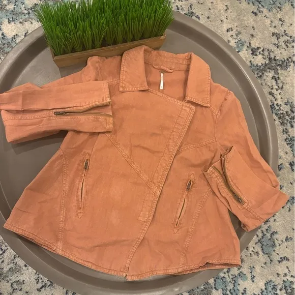 Free People Moto Asymmetrical Zipper Jacket |Small