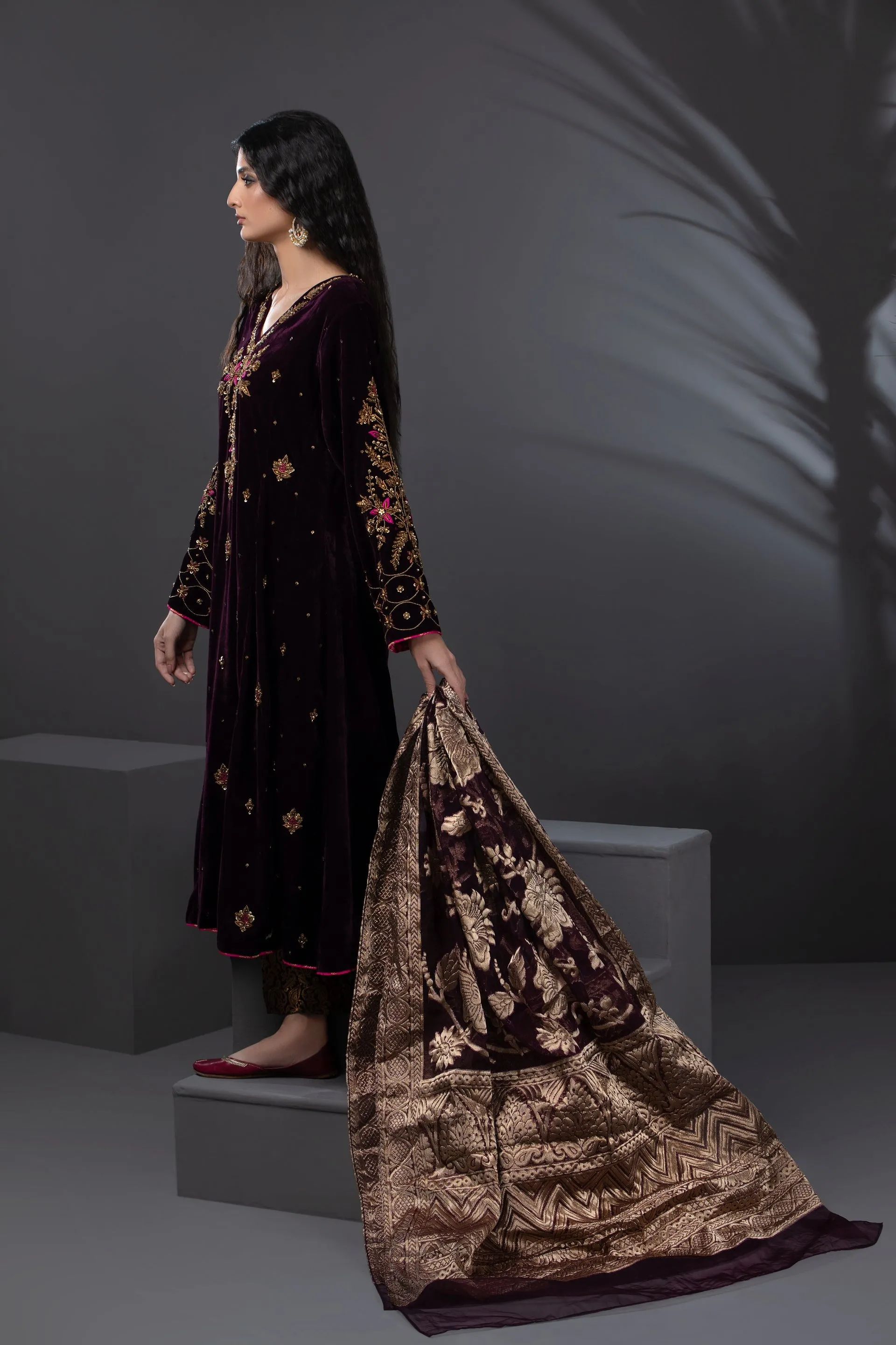 Gaia Embroidered Shirt With Pants & Dupatta 3-Piece Stitched