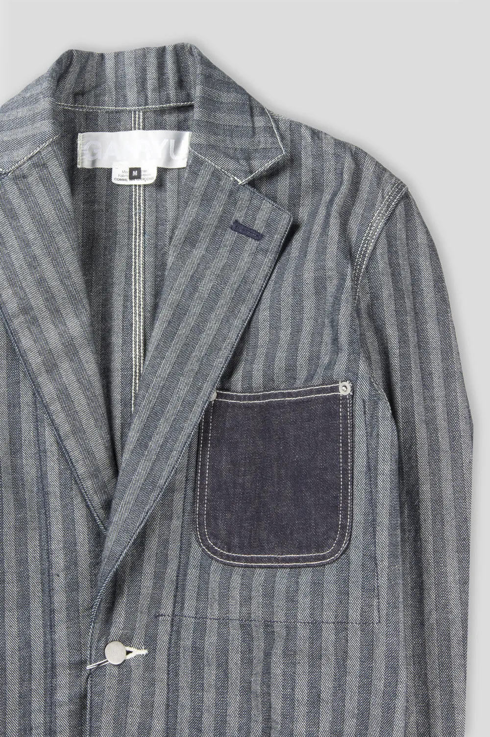 GANRYU HERRINGBONE DENIM BLAZER JACKET INDIGO
