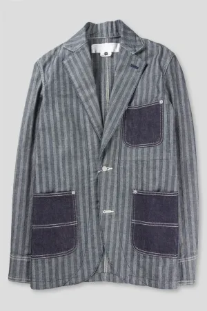GANRYU HERRINGBONE DENIM BLAZER JACKET INDIGO
