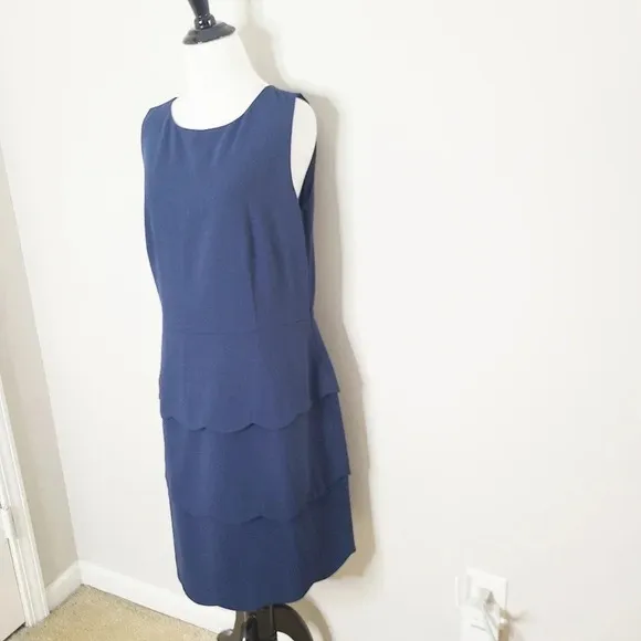 Garnet Hill Navy Blue Tiered Dress 8