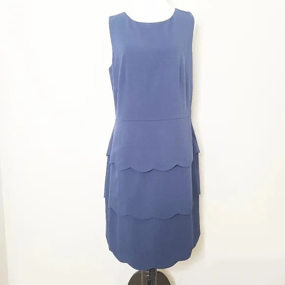 Garnet Hill Navy Blue Tiered Dress 8