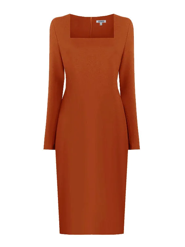 Geneva Long Sleeves Sheath Dress with Sleeves