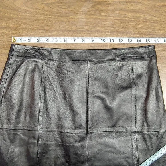 Genuine leather midi pencil skirt
