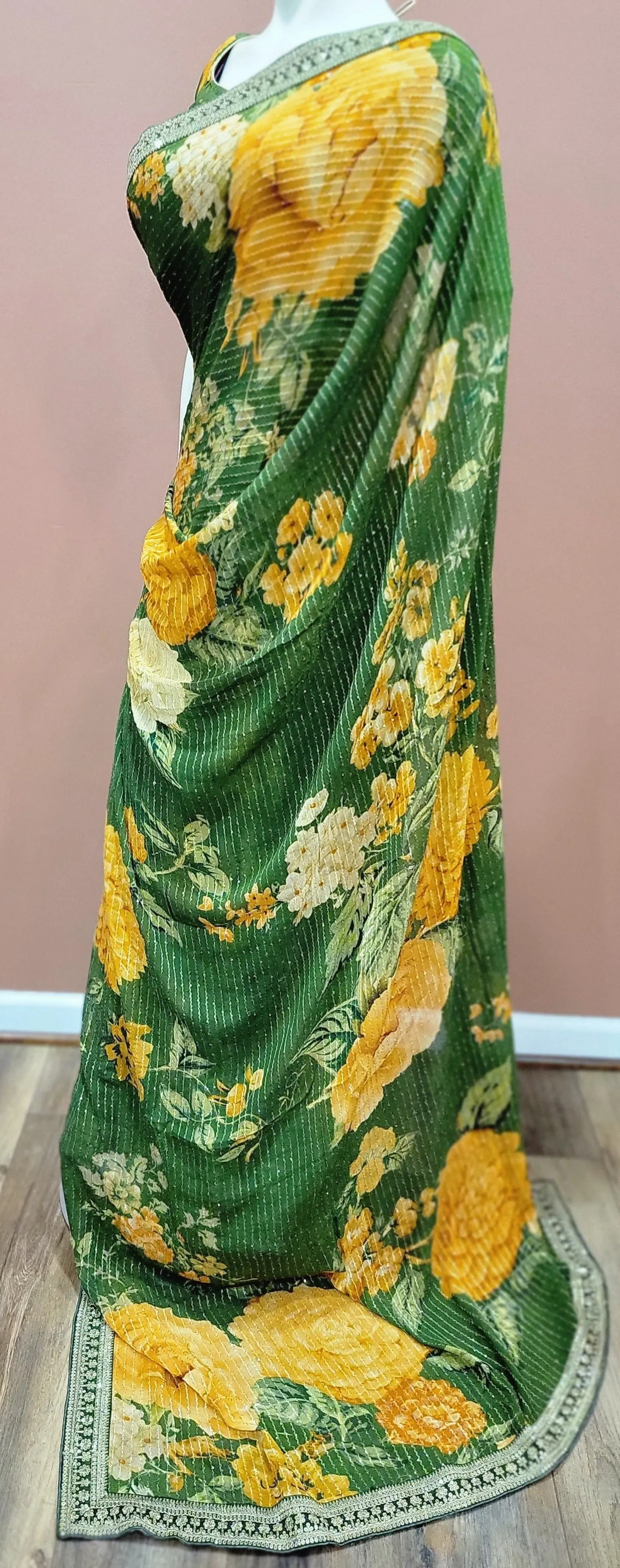 Georgette Sequence Saree w/ Blouse in Variations