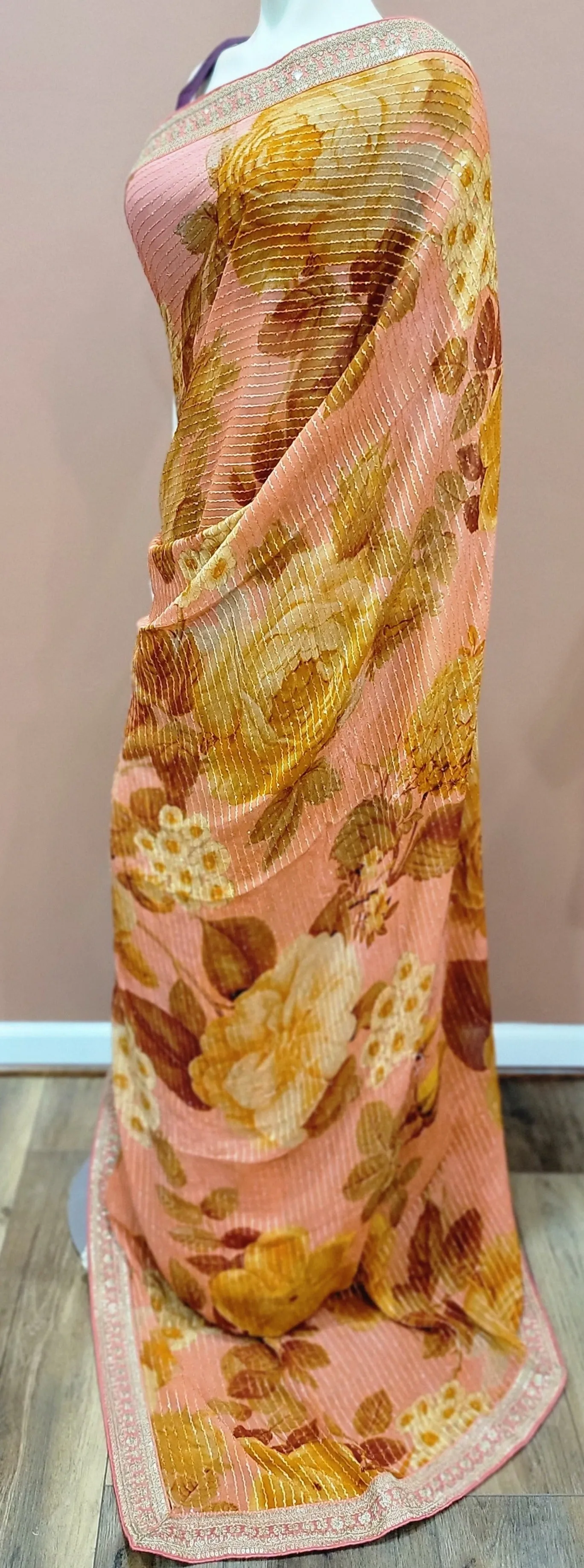 Georgette Sequence Saree w/ Blouse in Variations