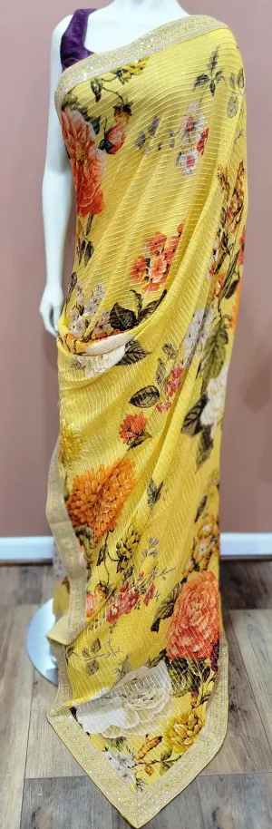 Georgette Sequence Saree w/ Blouse in Variations