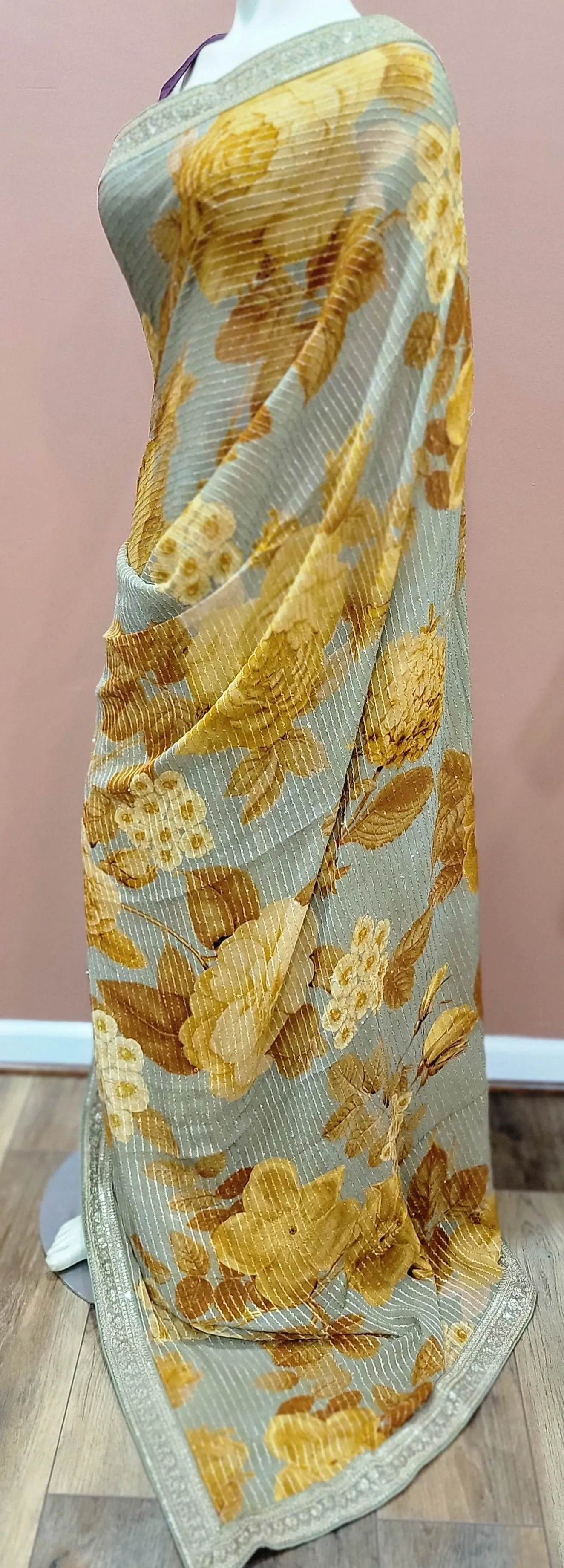 Georgette Sequence Saree w/ Blouse in Variations