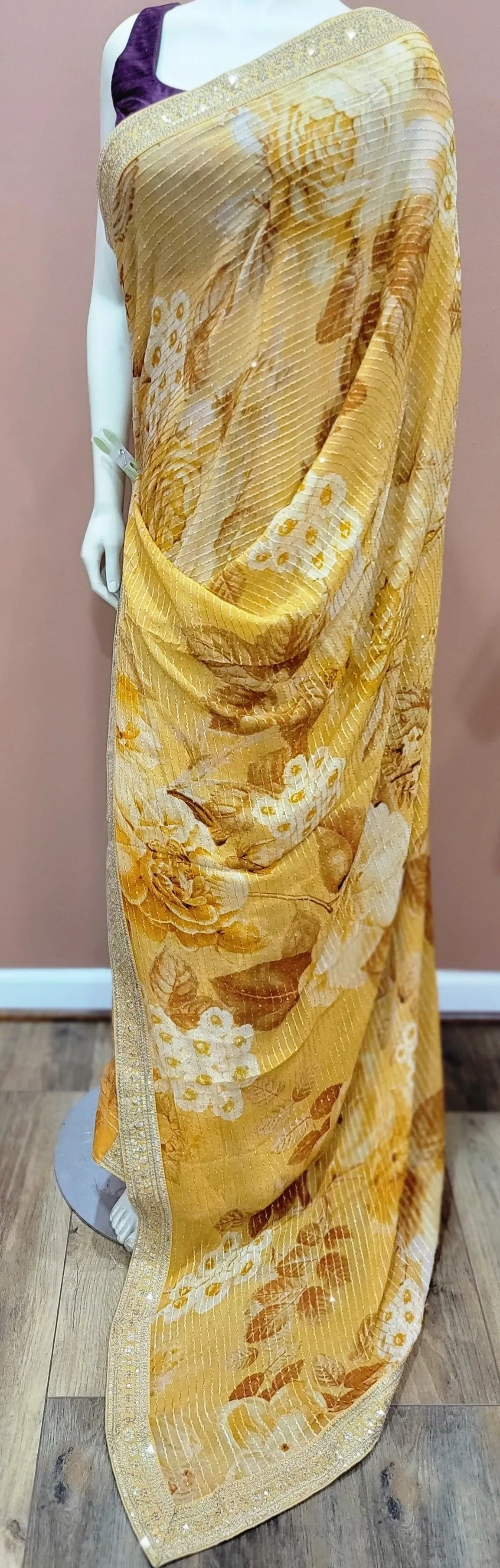 Georgette Sequence Saree w/ Blouse in Variations