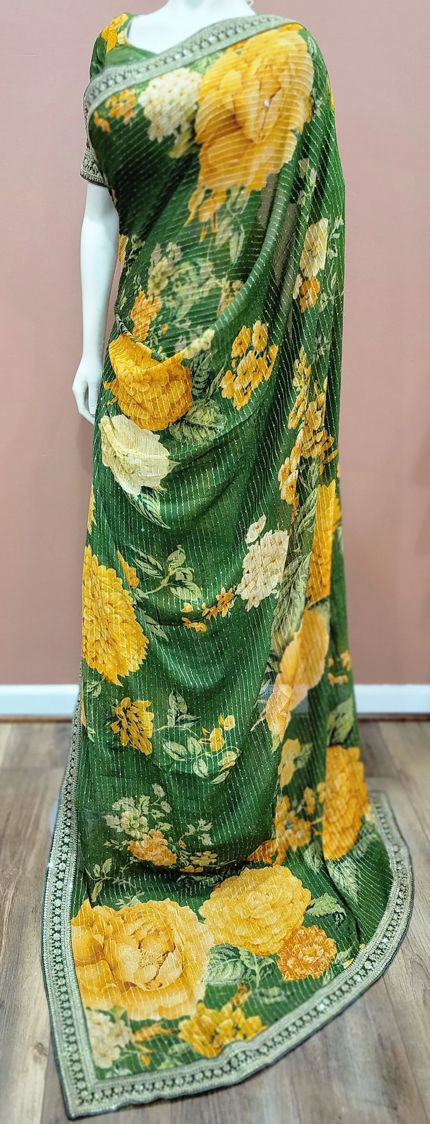 Georgette Sequence Saree w/ Blouse in Variations