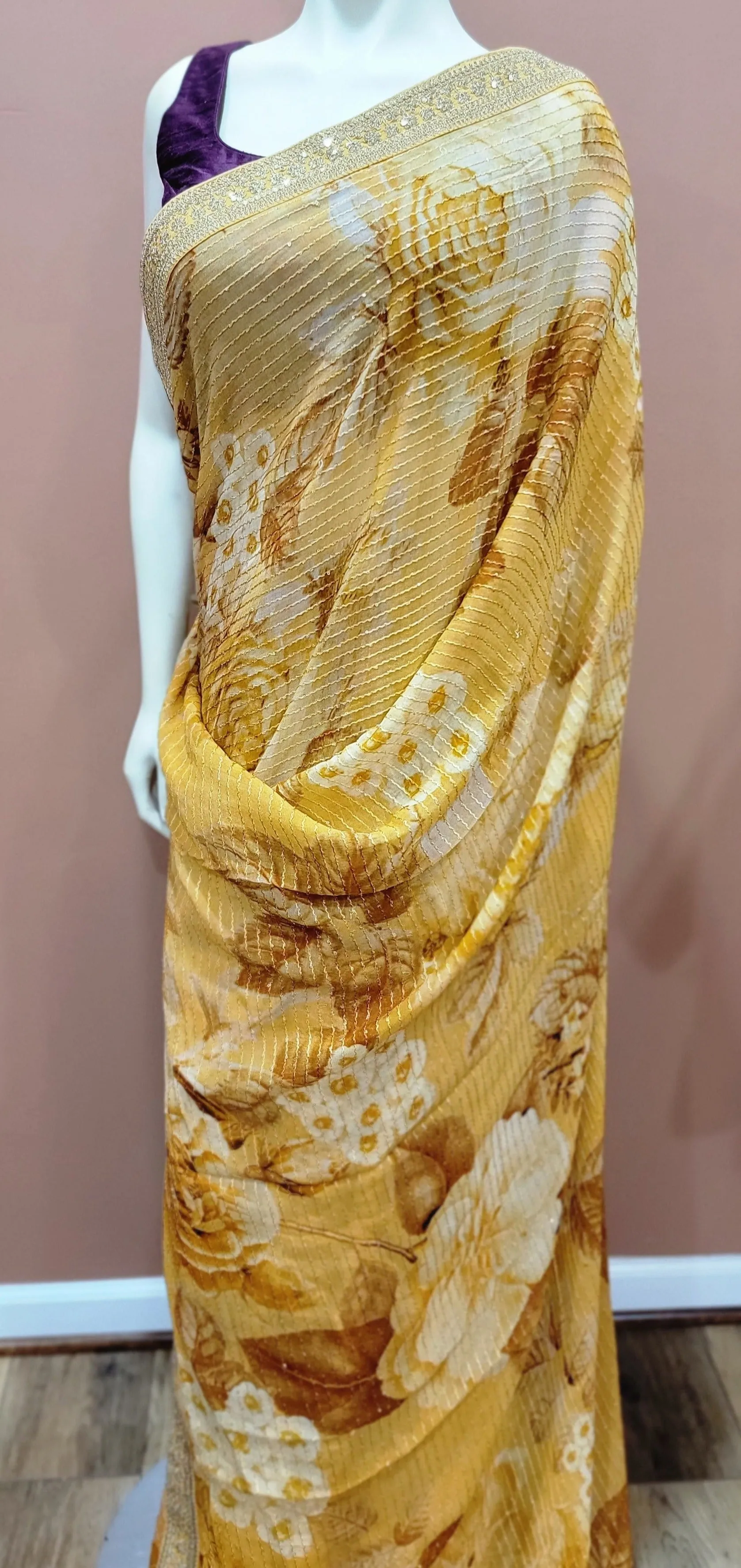Georgette Sequence Saree w/ Blouse in Variations