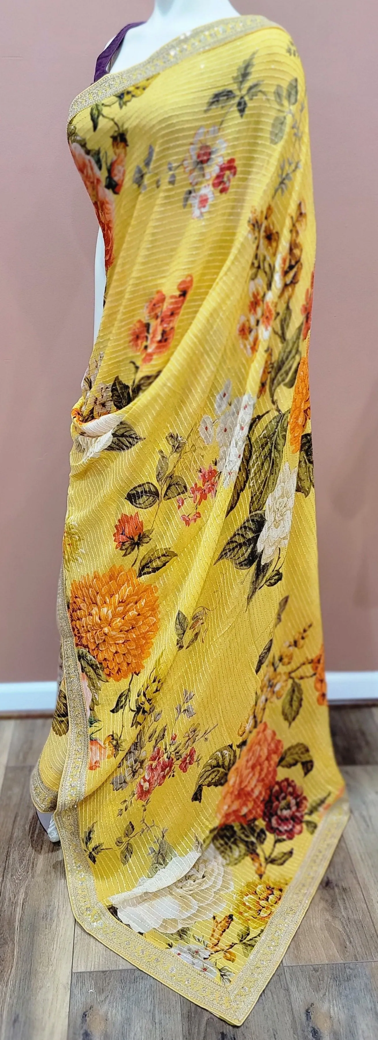 Georgette Sequence Saree w/ Blouse in Variations