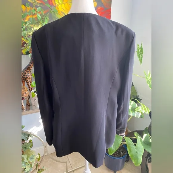 Giovanna Signature Blazer Stud Detailing &amp; Removable Lapel Black Glamcore Sz 18