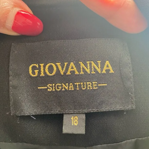 Giovanna Signature Blazer Stud Detailing &amp; Removable Lapel Black Glamcore Sz 18
