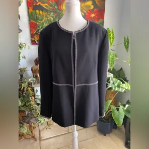 Giovanna Signature Blazer Stud Detailing &amp; Removable Lapel Black Glamcore Sz 18