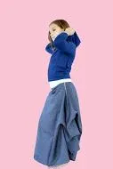 Girls Long Draped Adjustable Length Mid Weight Butoh Blue Scala  Skirt