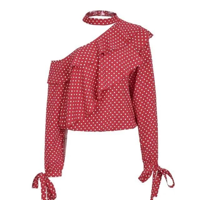 Glam Polka Dot Blouse - Black White