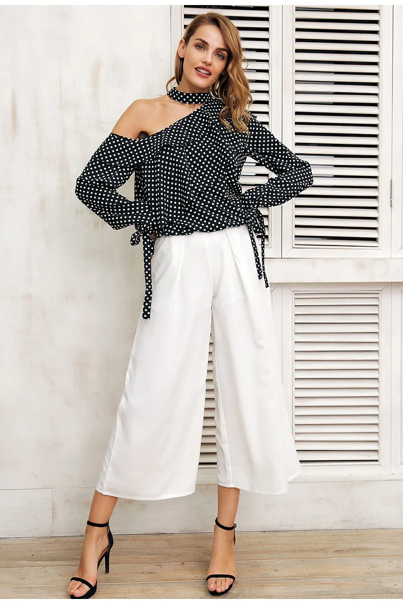 Glam Polka Dot Blouse - Black White