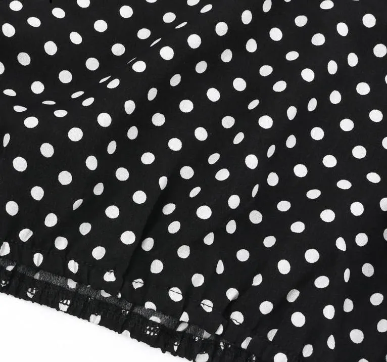 Glam Polka Dot Blouse - Black White