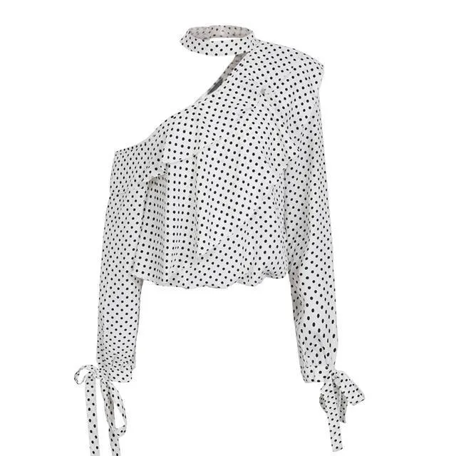 Glam Polka Dot Blouse - Black White