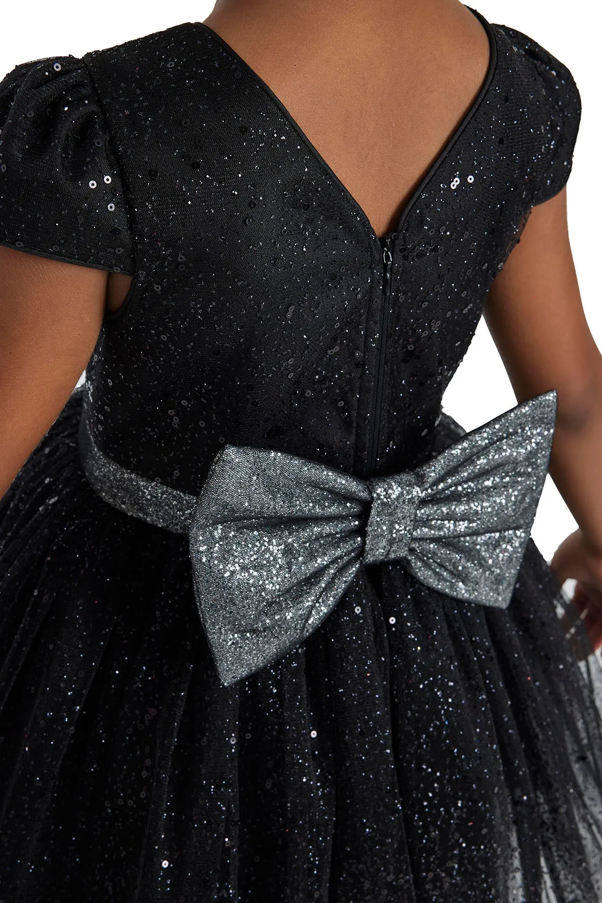 Glitter Tulle Little Black Dress for Girl